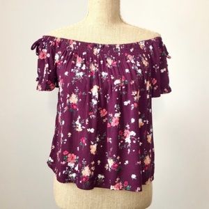 Xhilaration Off the Shoulder Floral Top Size Large